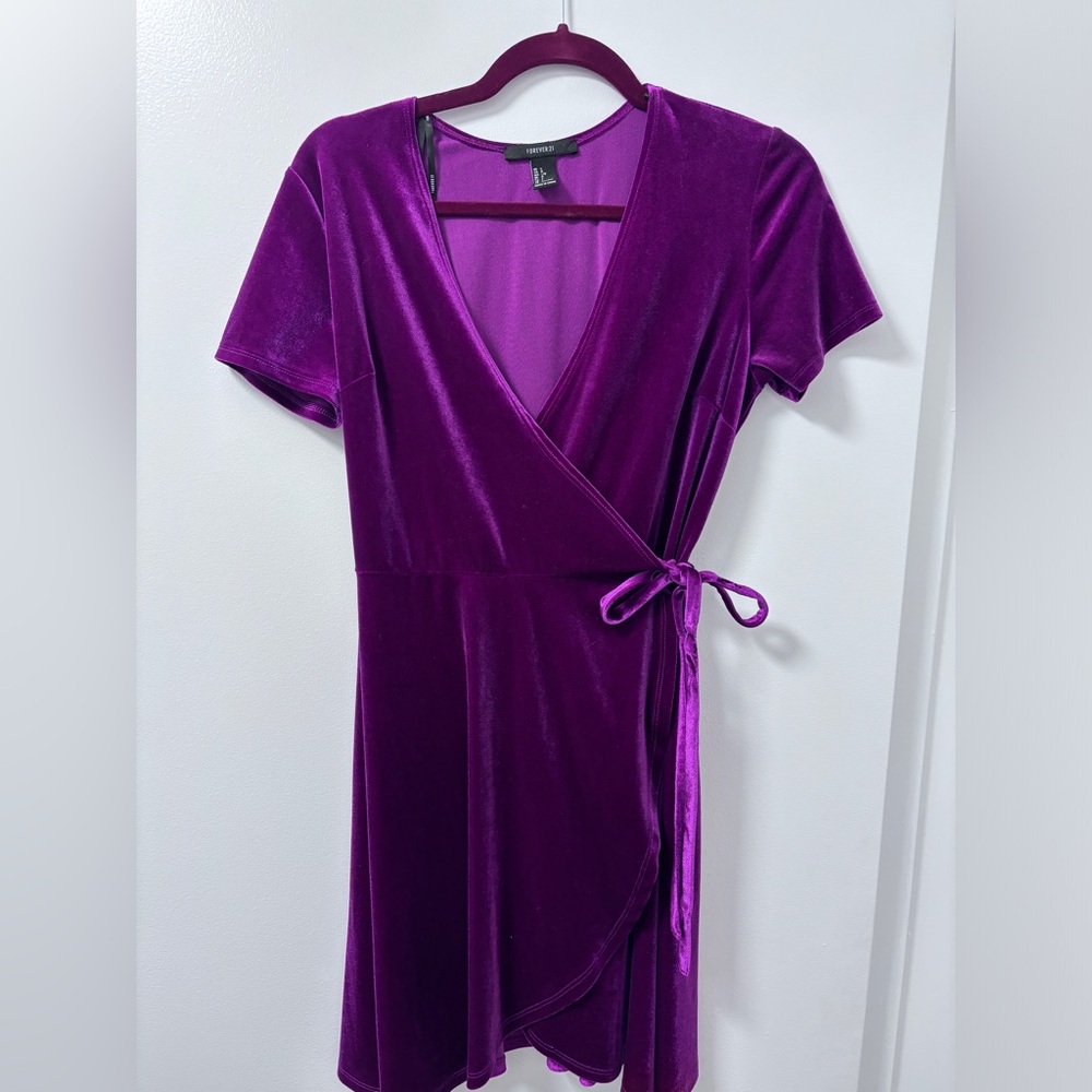 Fuscia wine velvet wrap NYE Dress